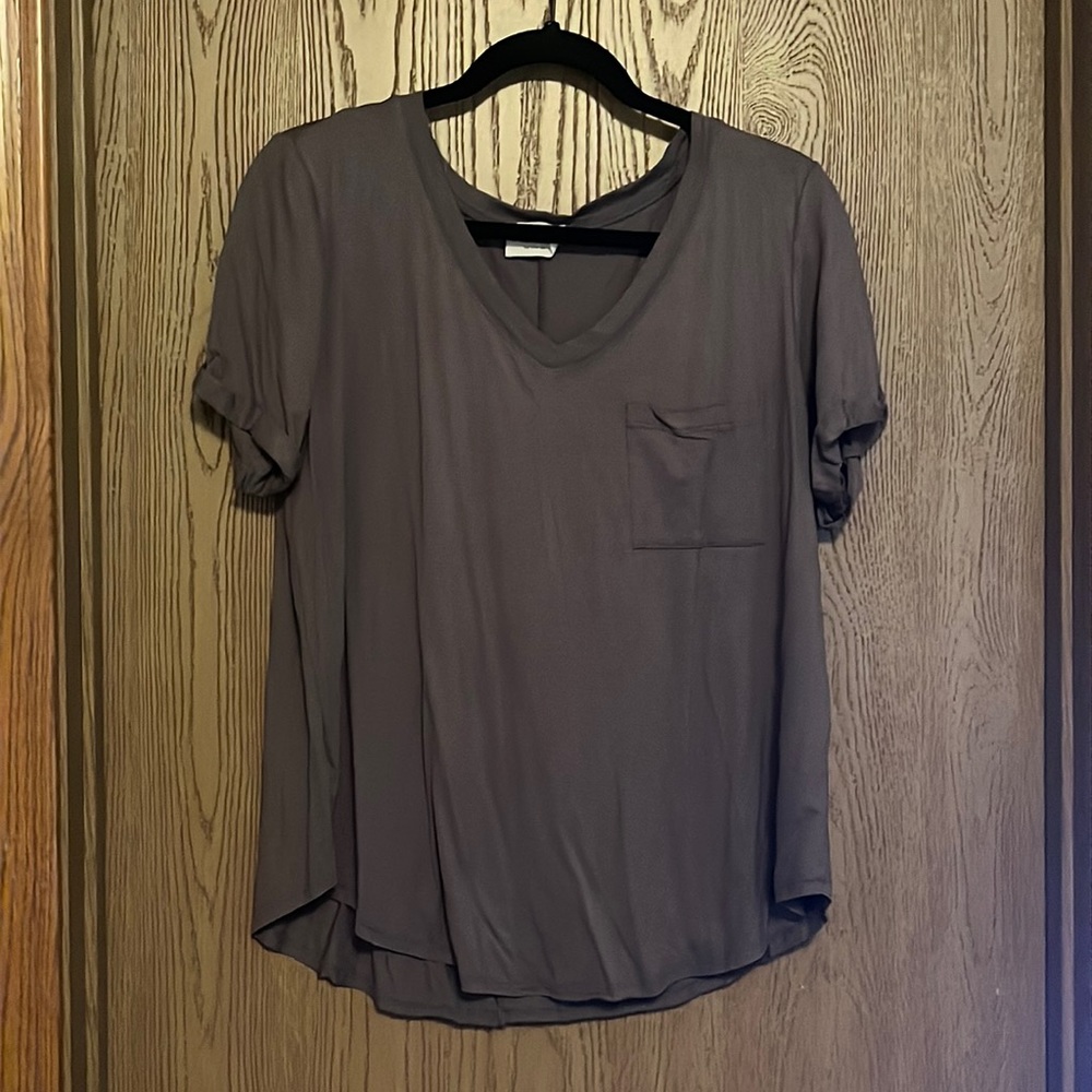 Dark Grey Pocket V Neck - Large